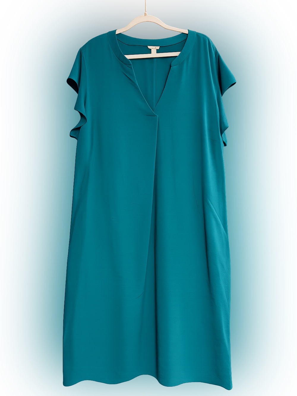 Cato Plus Size Teal Shift Dress 26/28W Pockets Flowy Casual Career
